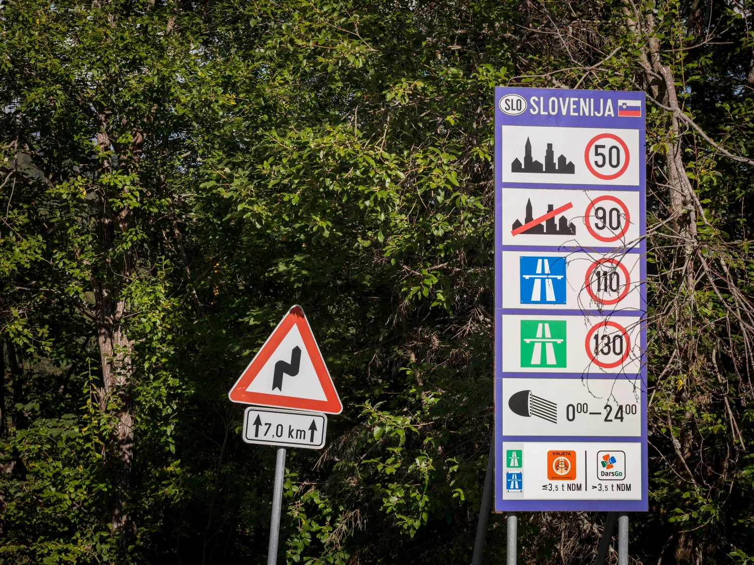 Cartelli stradali che indicano il limite di velocità in Slovenia